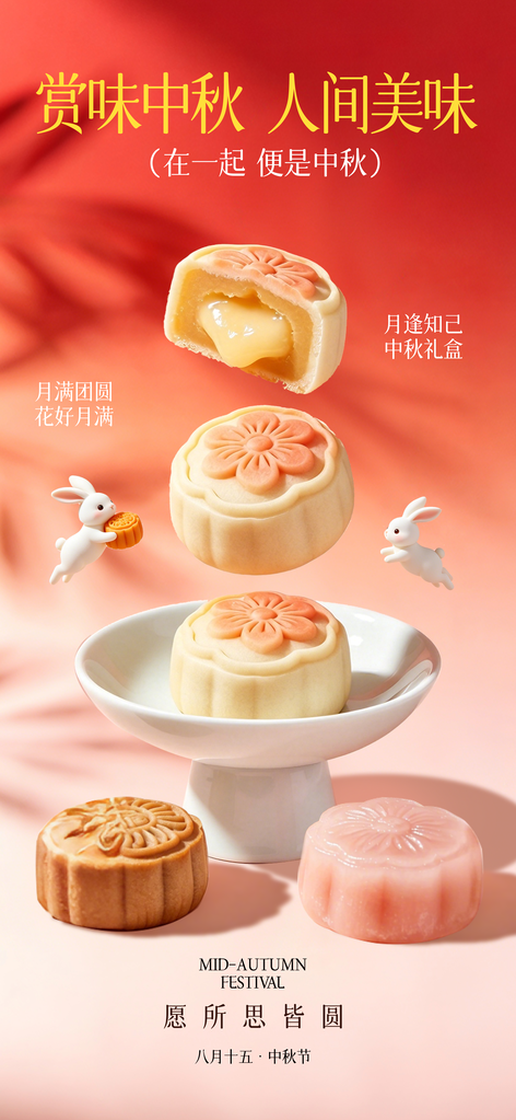 中秋美食月饼促销中秋节传统节日海报设计