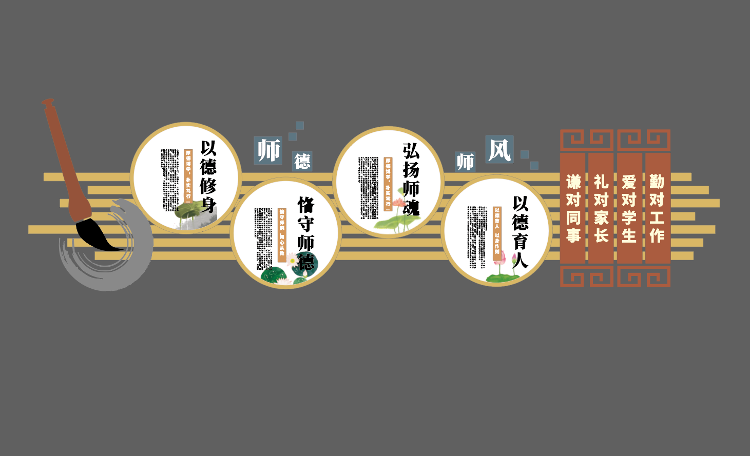 师德师风师表教师品德校园文化墙