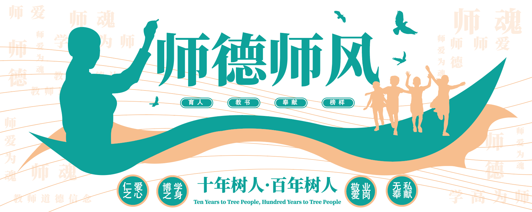 师德师风师表教师品德校园文化墙
