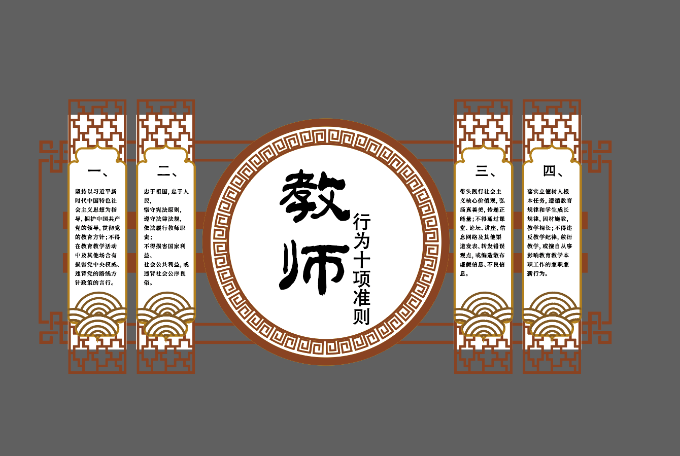 教师职业行为十项准则校园文化墙设计