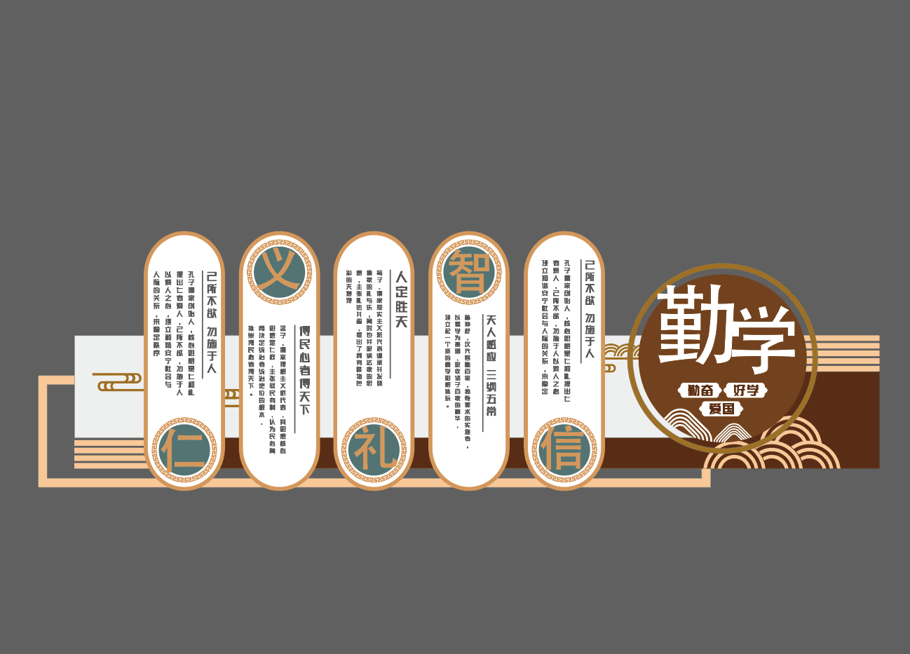 仁义礼智信传统文化美德道德讲堂校园文化墙