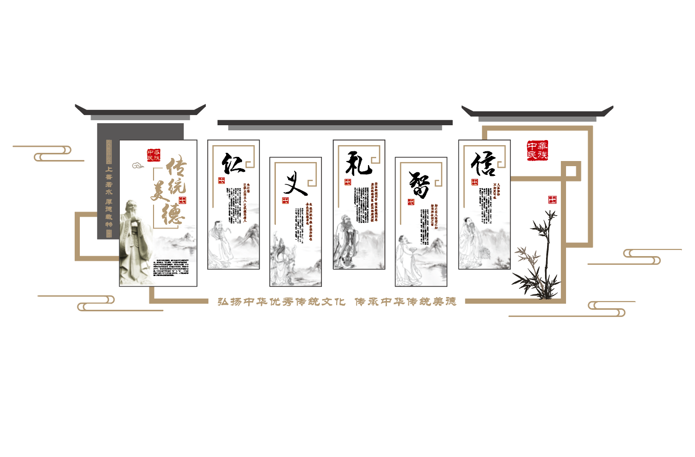 仁义礼智信国学经典校园文化墙