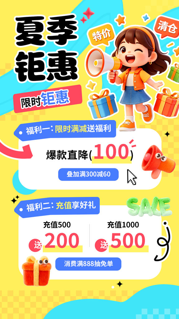 夏季钜惠促销海报