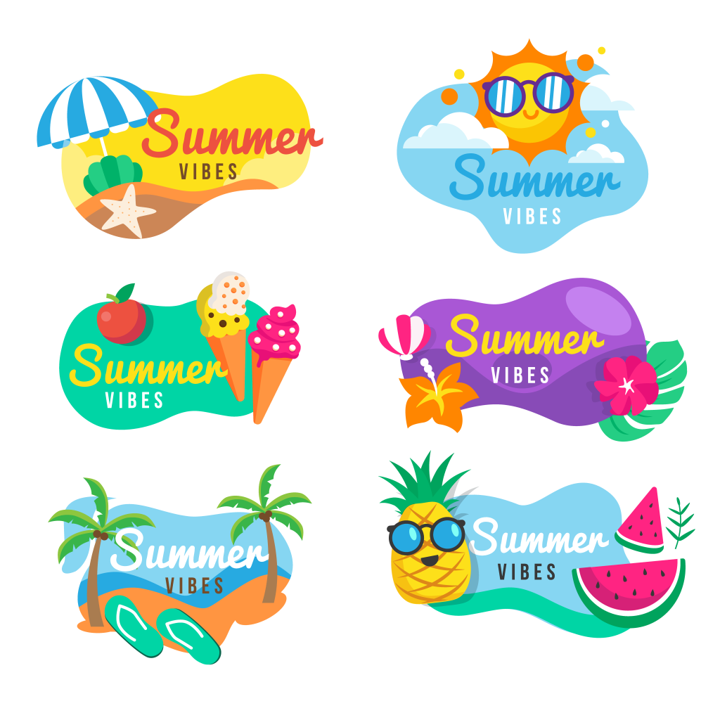 卡通夏日标题框手举牌图标集合