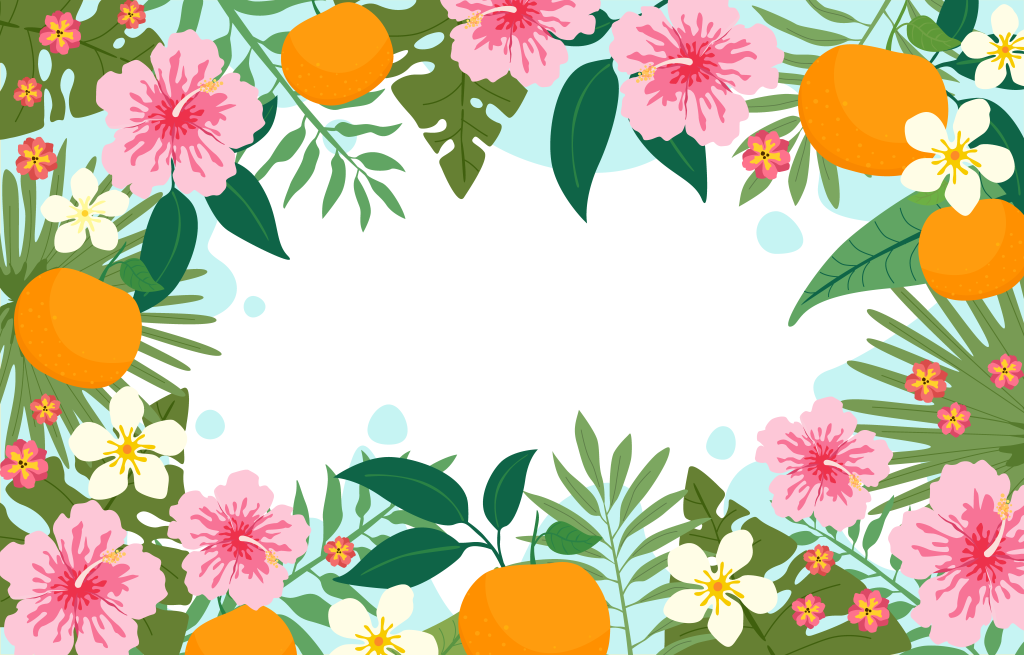 矢量夏日热带植物边框背景插画