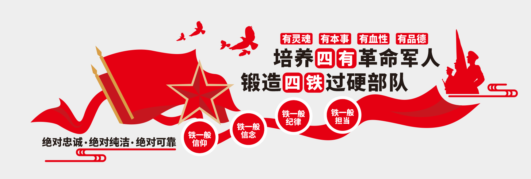 四有革命军人锻造四铁过硬部队国防文化墙