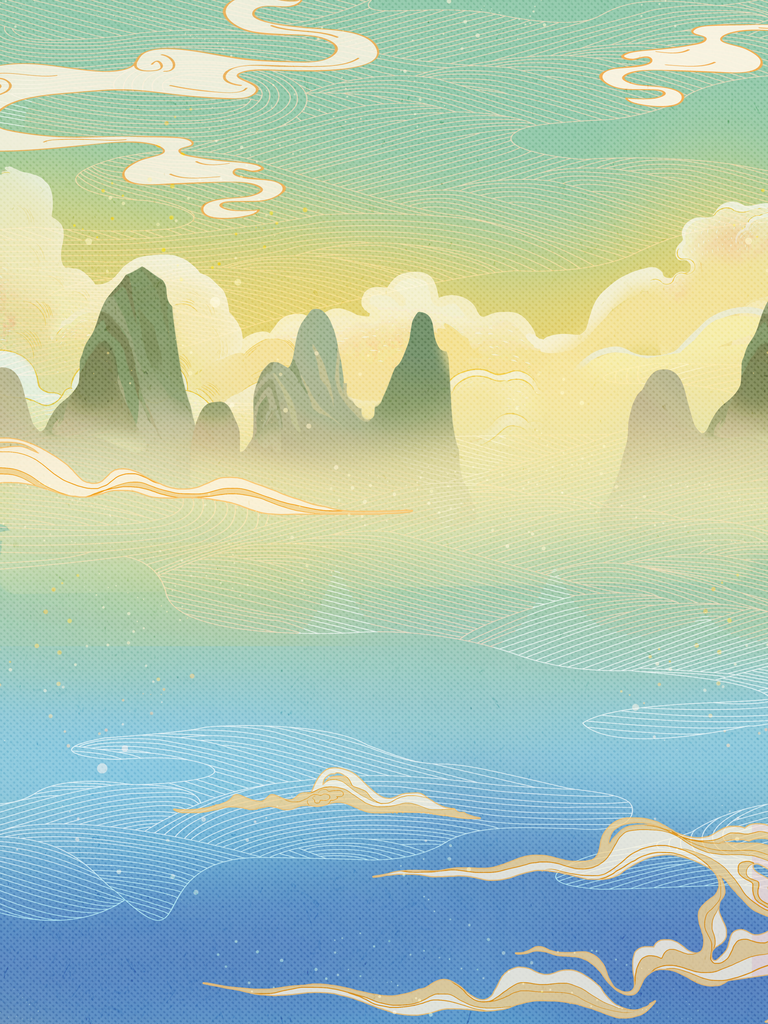 国潮风山水背景设计素材