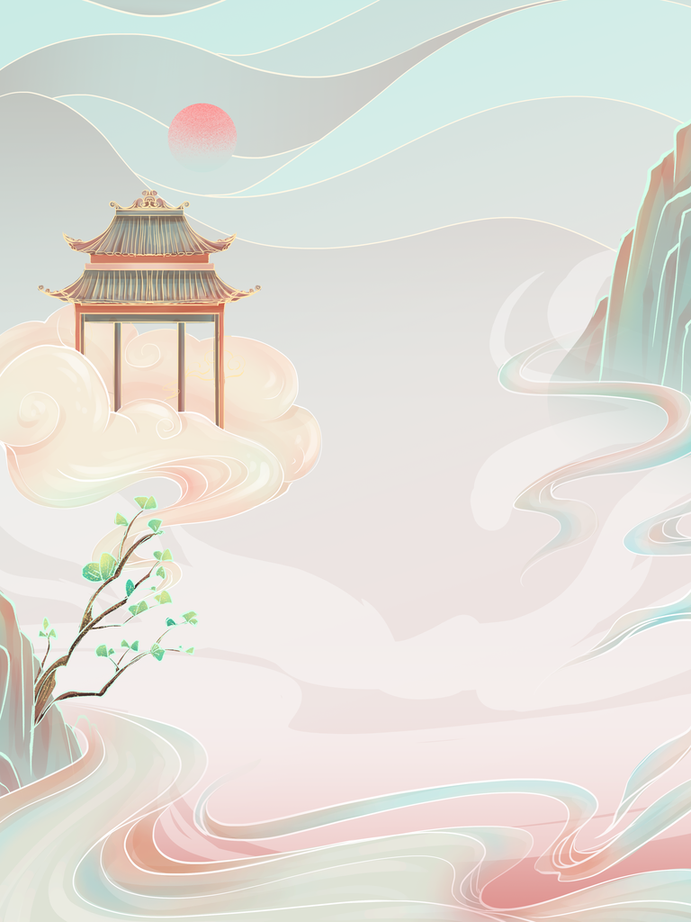 国潮山水国潮风插画背景素材