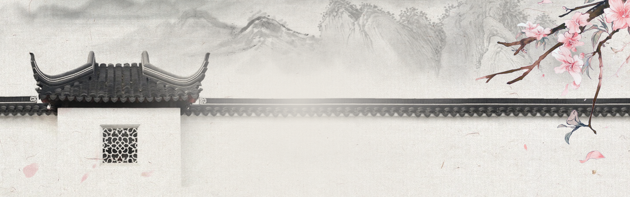 中国风水墨古建筑banner背景