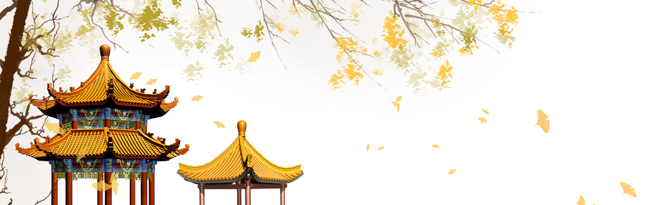 中国风水墨古建筑banner背景