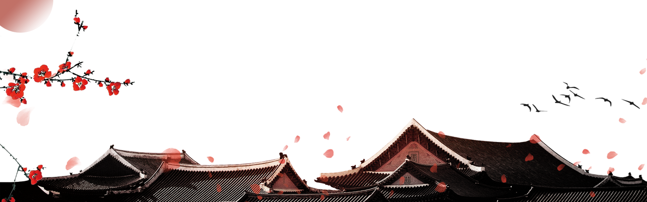 中国风水墨古建筑banner背景