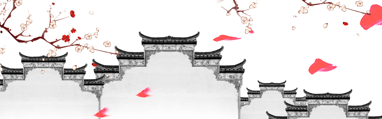 中国风水墨古建筑banner背景
