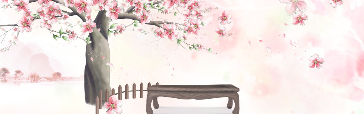 中国风水墨花卉banner背景
