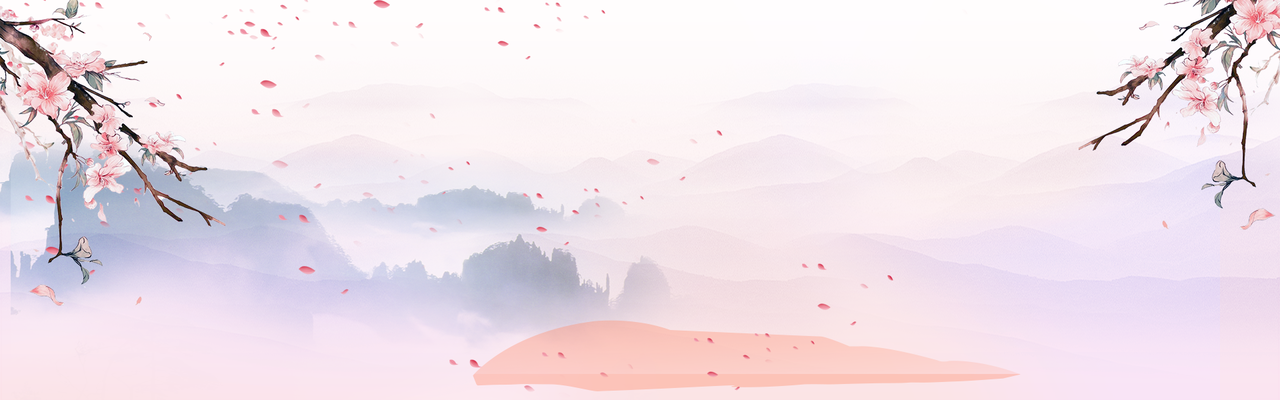 中国风水墨花卉banner背景