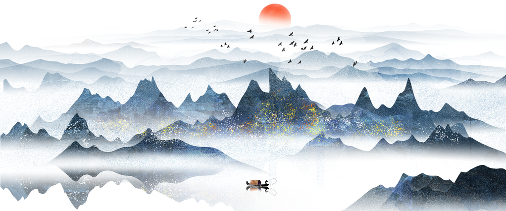 水墨山水中国风山水画国画背景素材