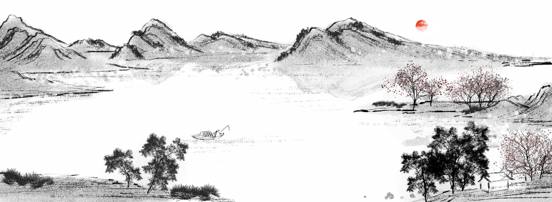 中国风水墨山水国画背景素材