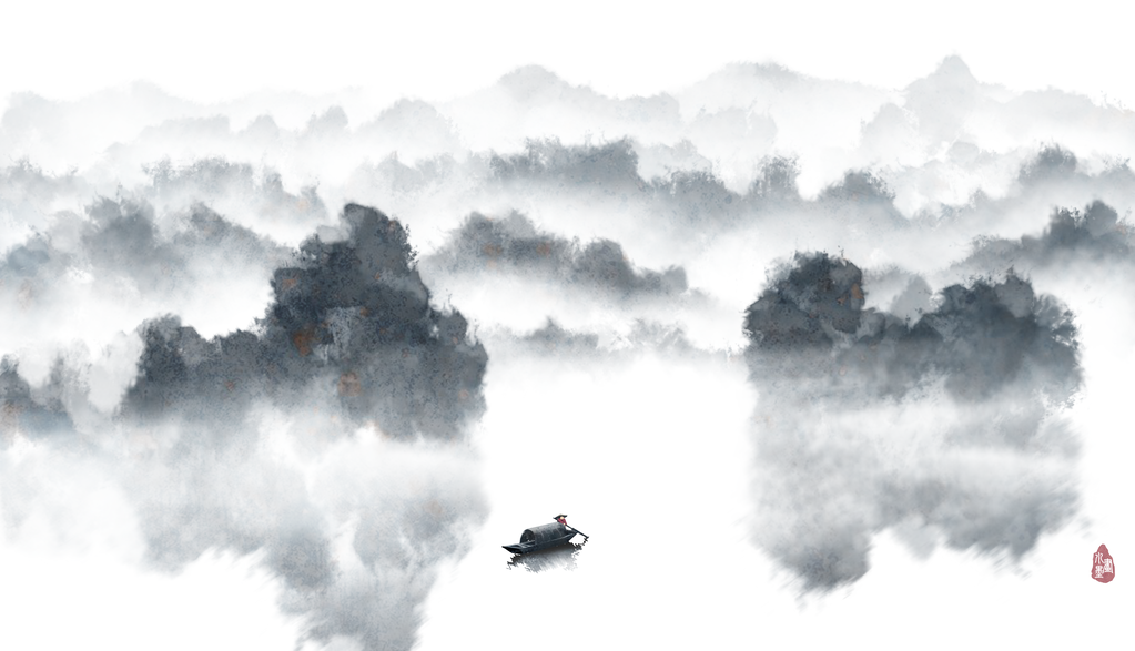 水墨山水中国风山水画国画背景素材