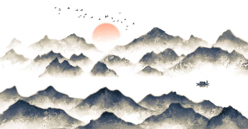水墨山水中国风山水画国画背景素材