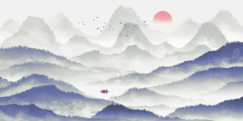水墨山水中国风山水画国画背景素材