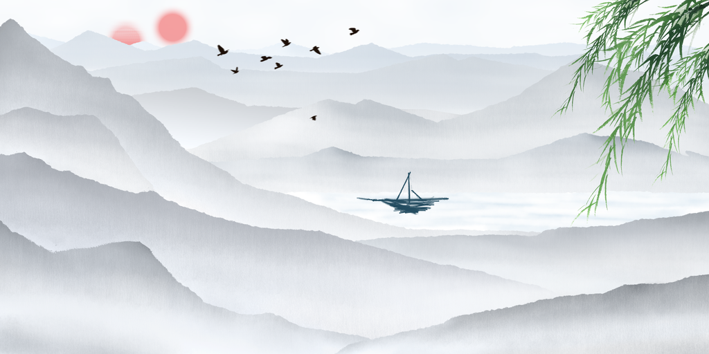 水墨山水中国风山水画国画背景素材