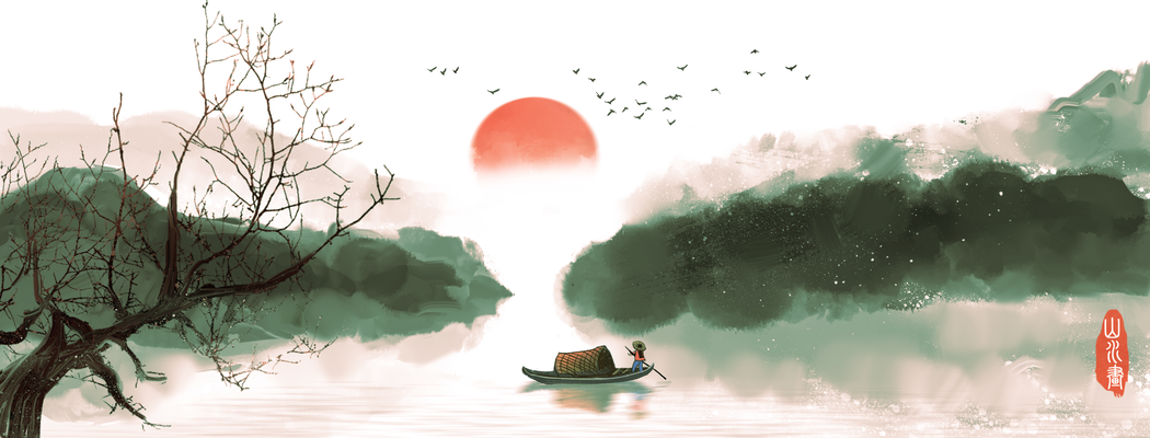 水墨山水中国风山水画国画背景素材
