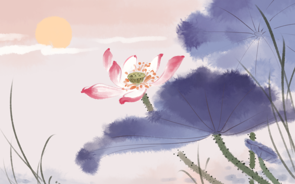 荷花水墨中国风国画背景素材