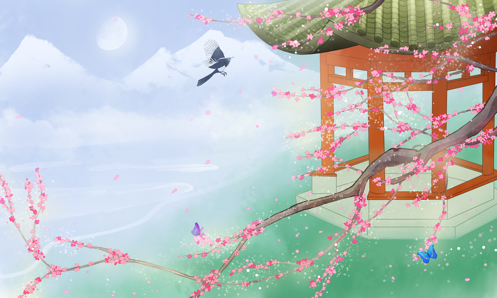 梅花水墨中国风国画背景素材