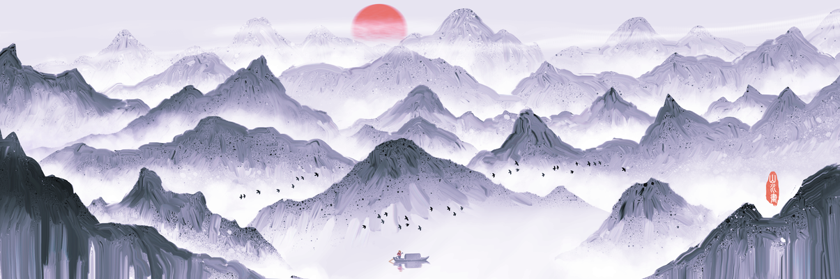 水墨山水中国风山水画国画背景素材