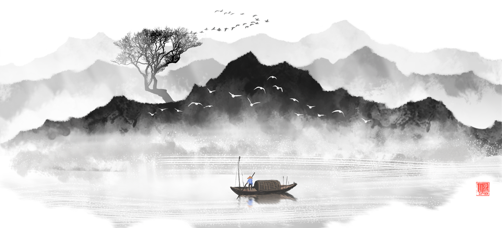 中国风水墨装饰画背景图