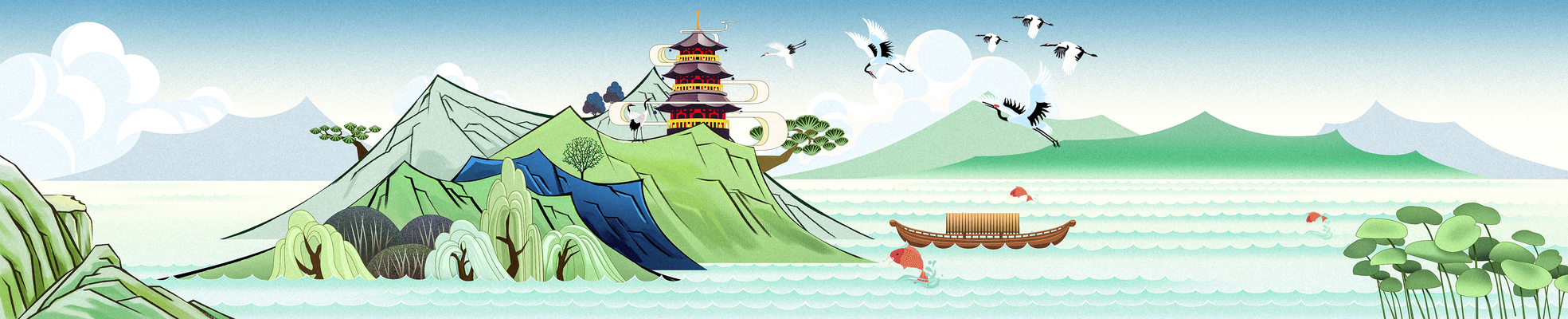 水墨山水中国风背景设计素材