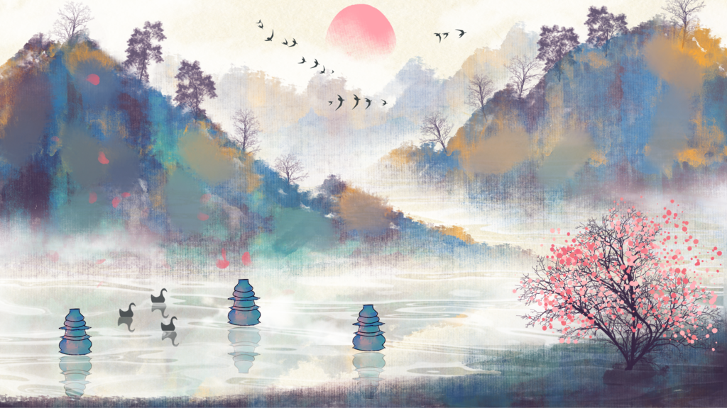 水墨山水中国风背景设计素材