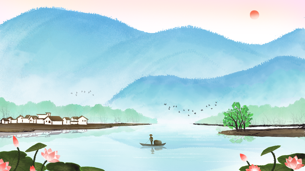 水墨山水中国风背景设计素材