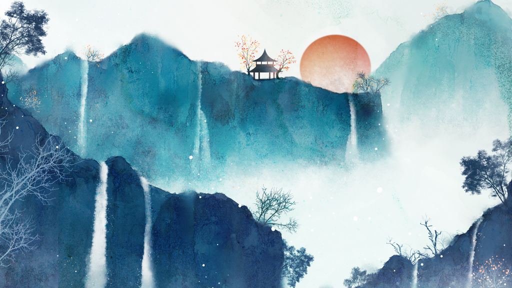 水墨山水中国风背景设计素材