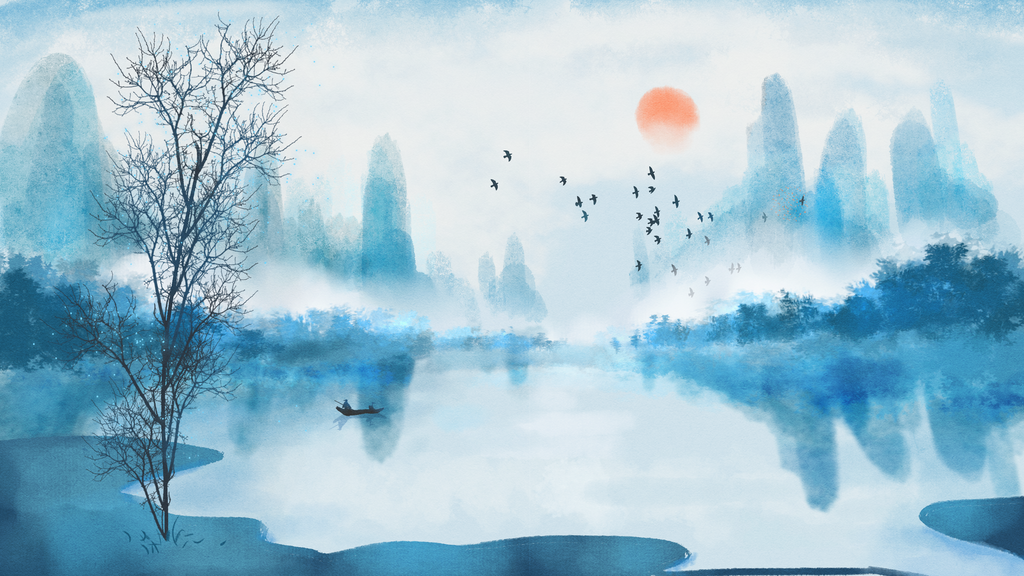 水墨山水中国风背景设计素材