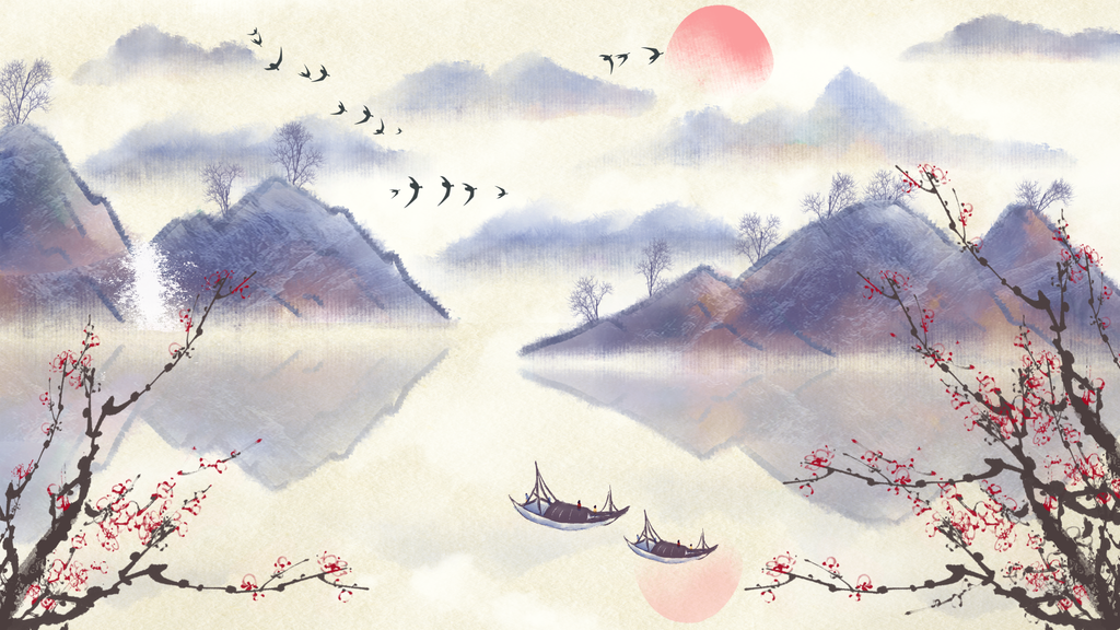 水墨山水中国风背景设计素材