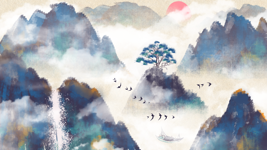 中国风水墨装饰画背景图