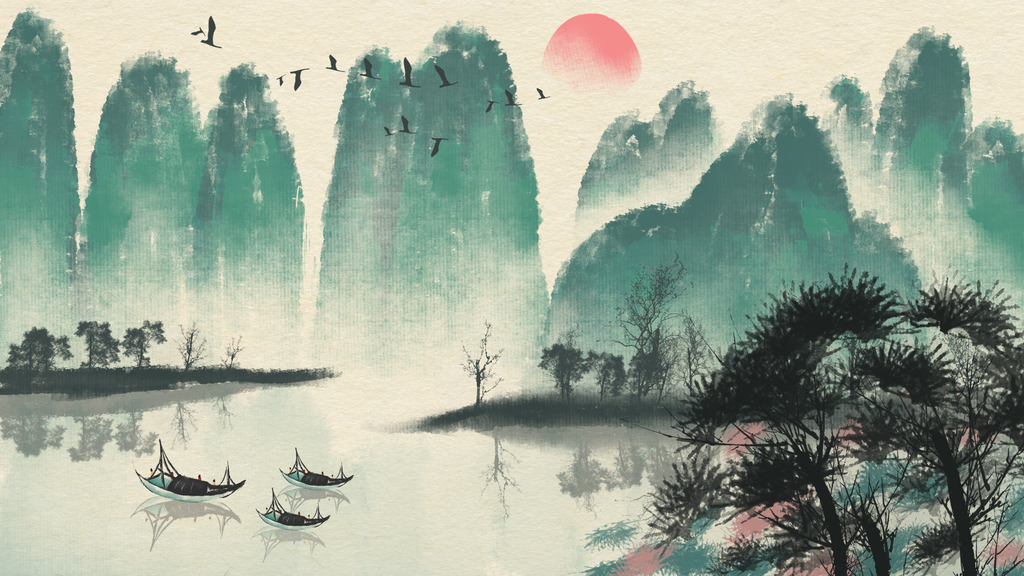 中国风水墨装饰画背景图