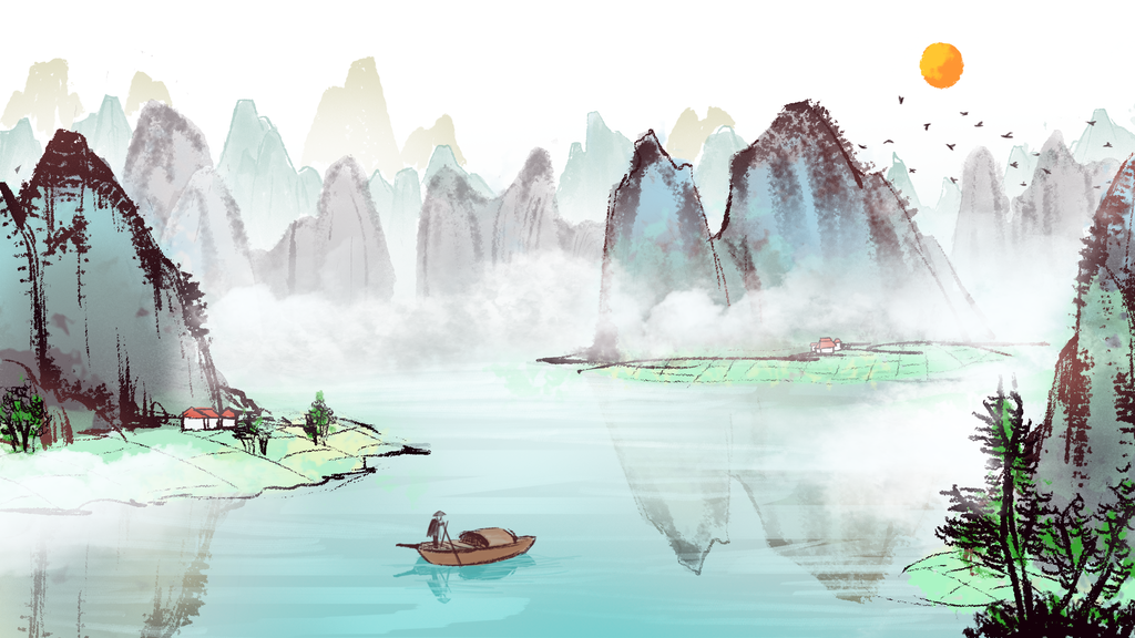 中国风水墨装饰画背景