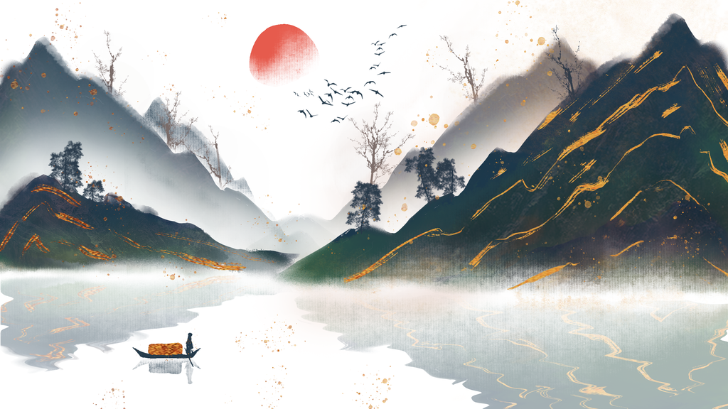 中国风水墨装饰画背景
