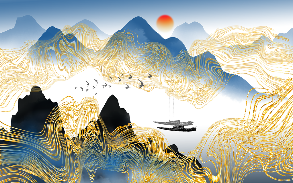 中国风水墨装饰画背景