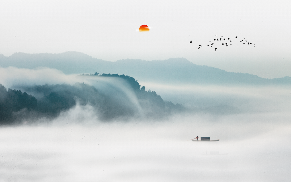 中国风水墨装饰画背景图