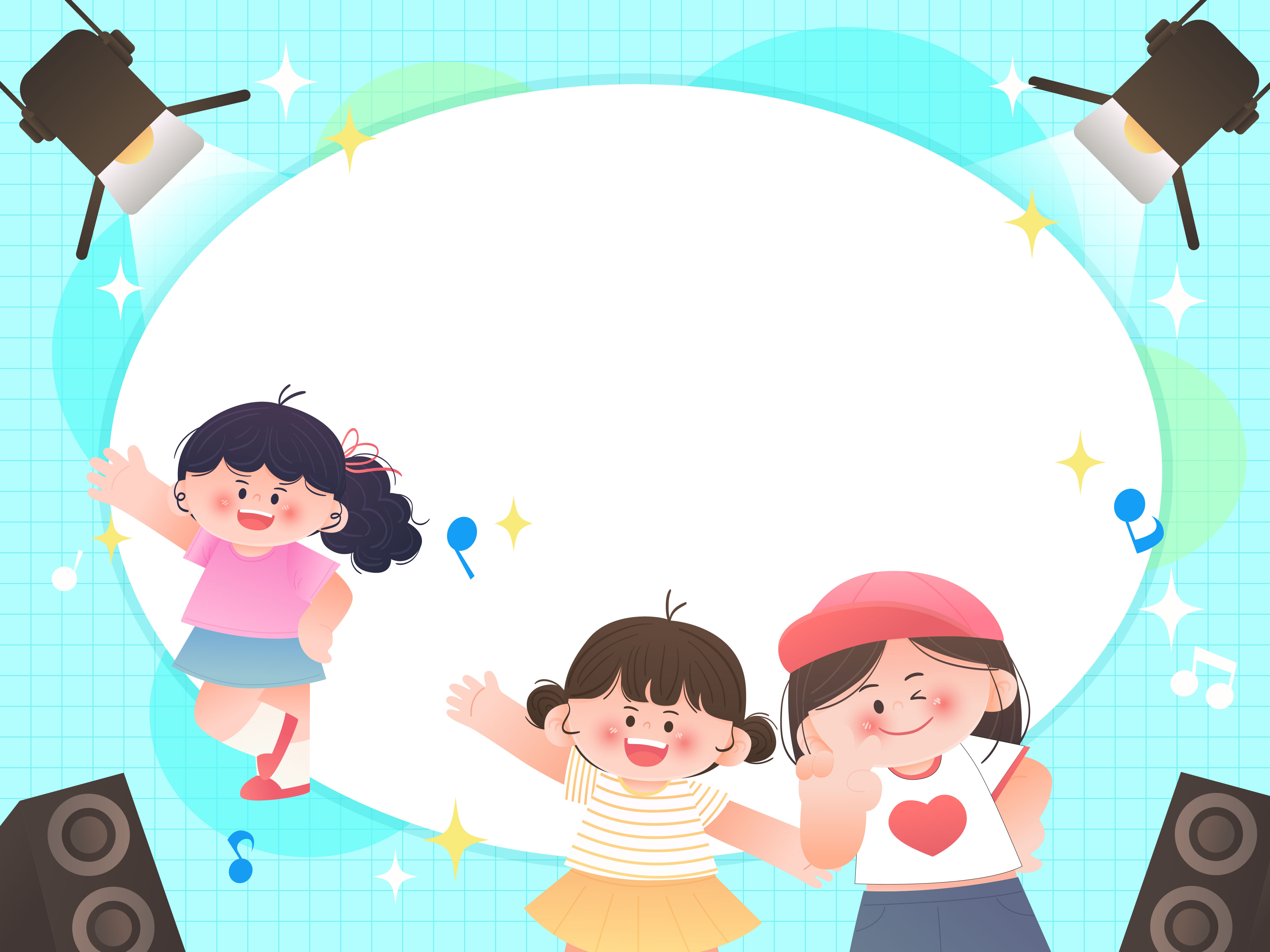 舞蹈课音乐灯光舞蹈庆祝活动儿童教育插画