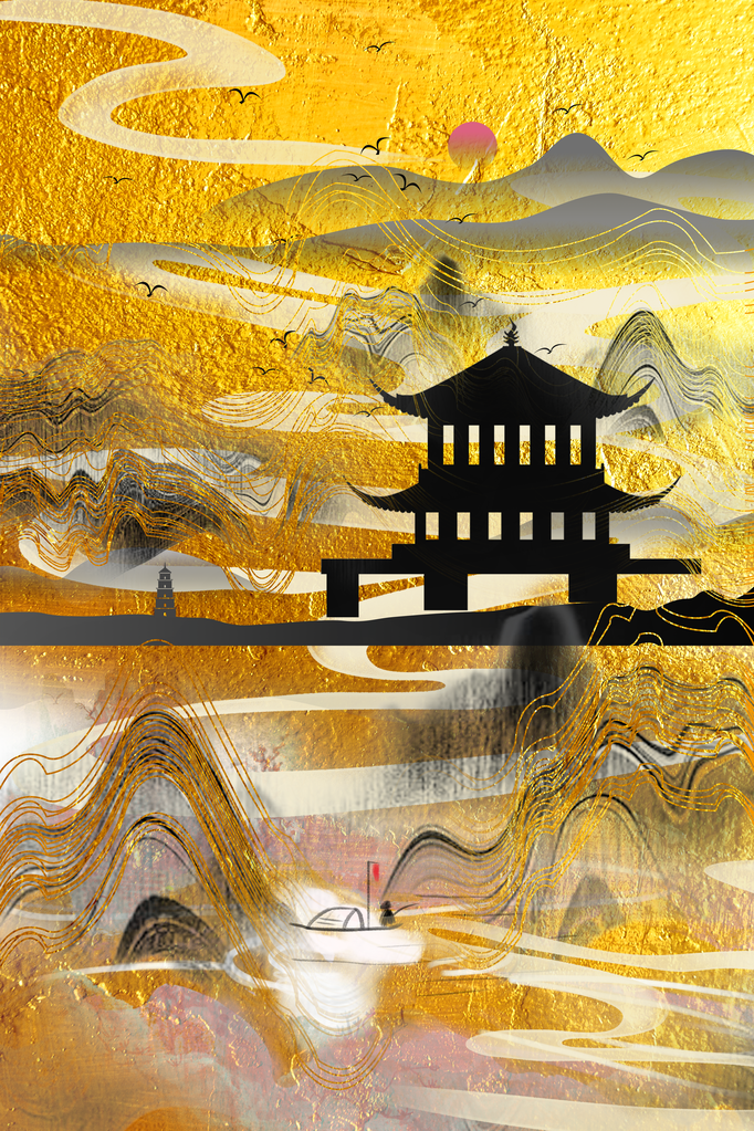 新中式抽象山水装饰画
