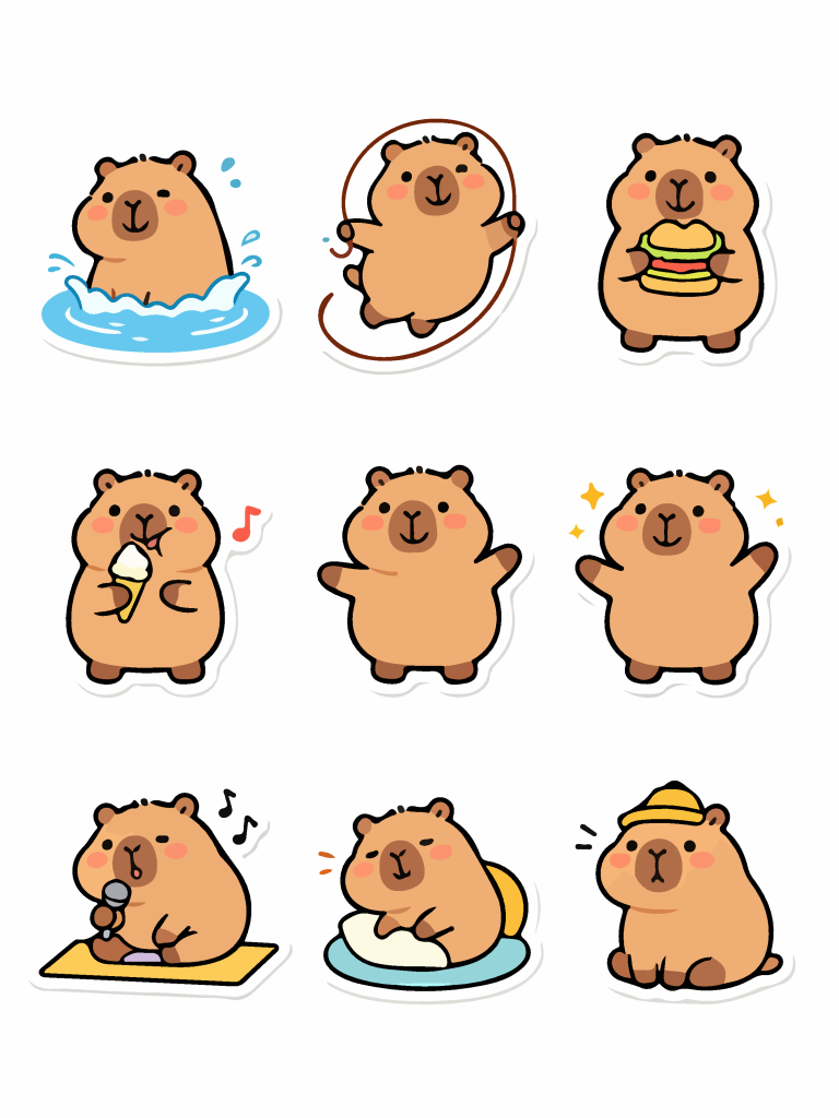 卡皮巴拉版贴纸插画