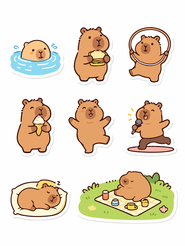 卡皮巴拉版贴纸插画