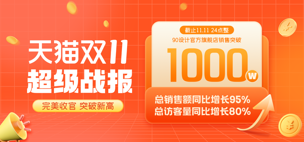 双十一双11战报电商促销宣传海报