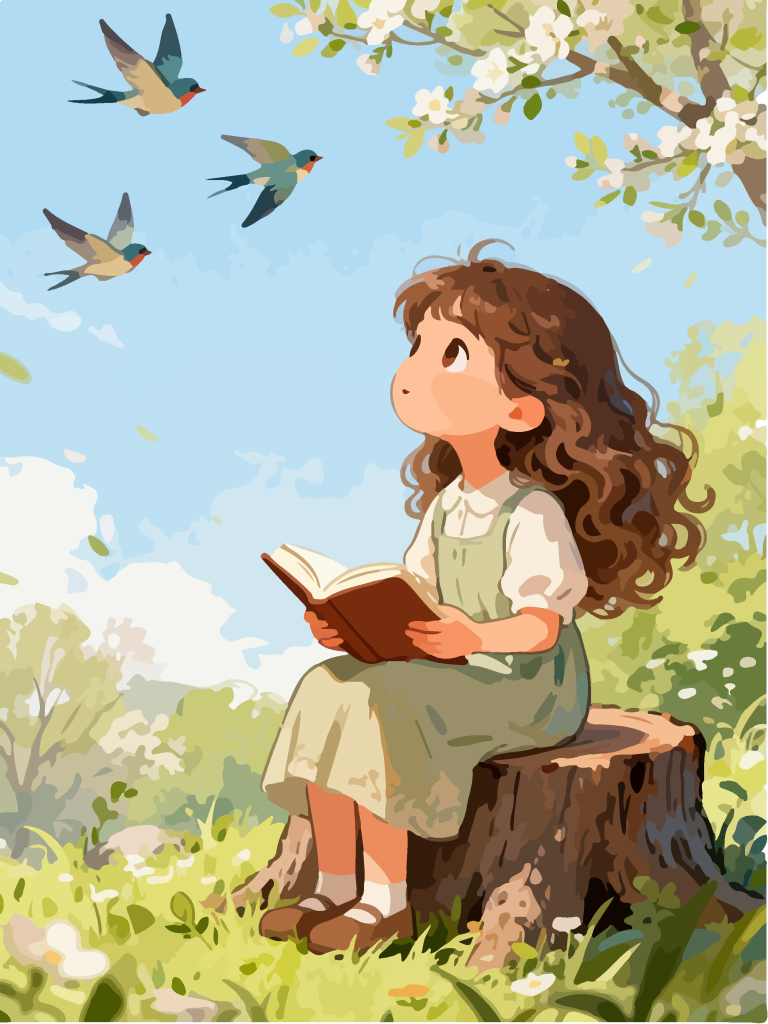可爱女孩儿童绘本插画