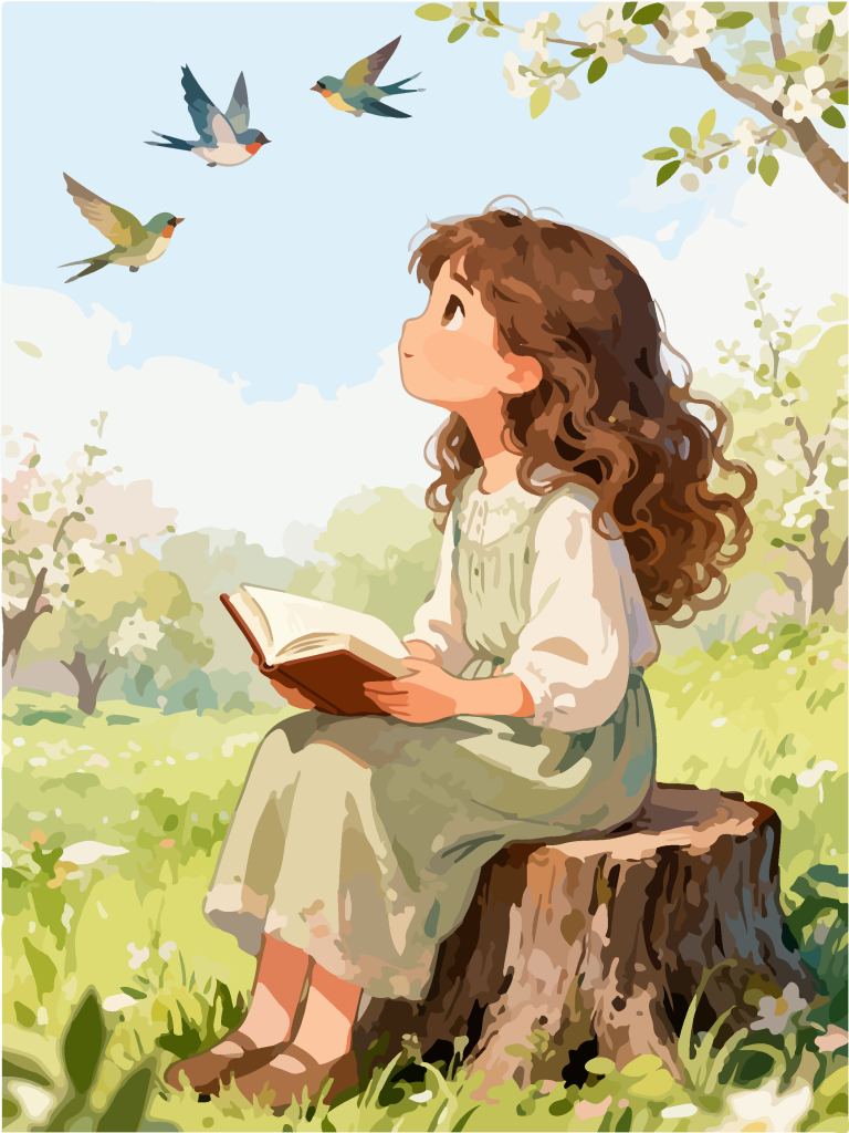 可爱女孩儿童绘本插画