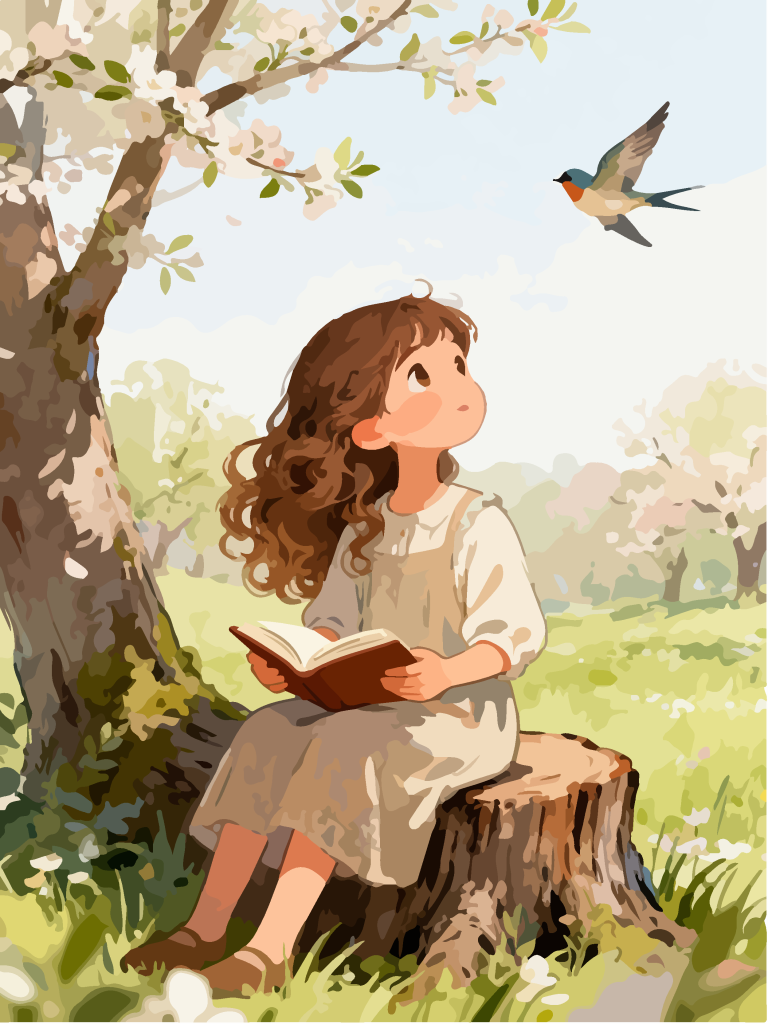 可爱女孩儿童绘本插画