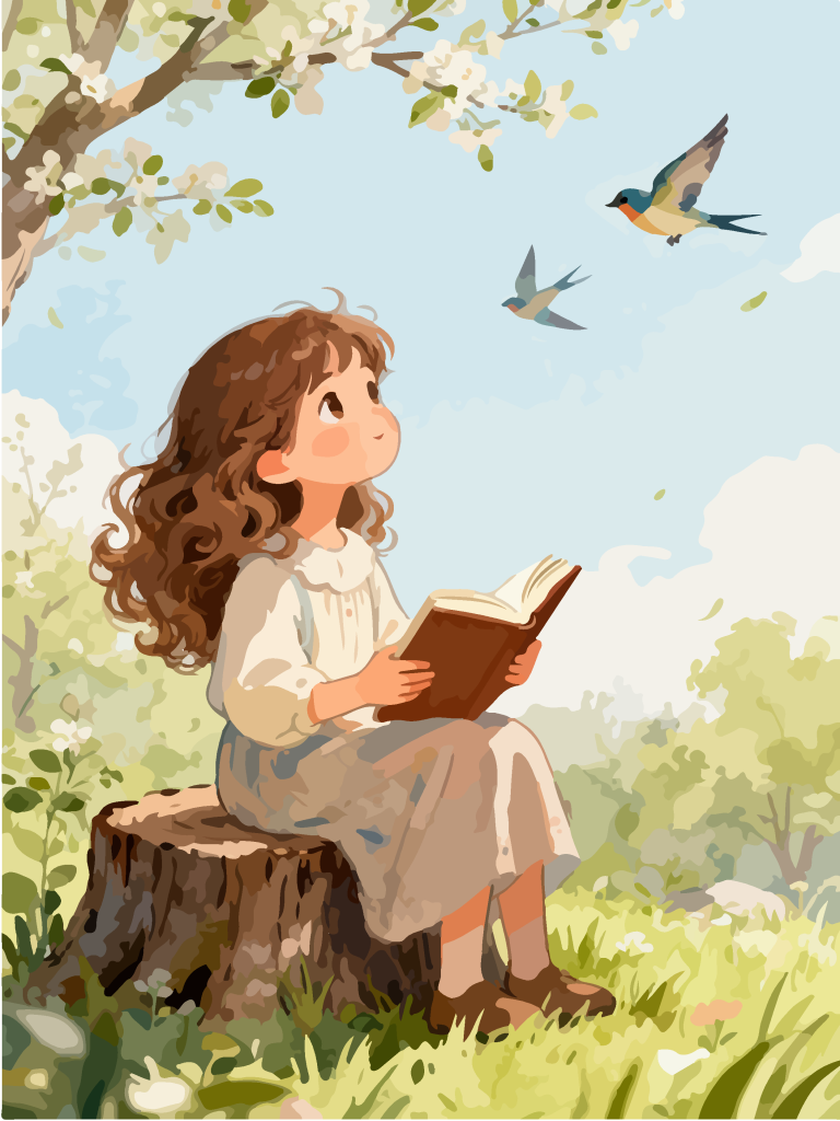 可爱女孩儿童绘本插画